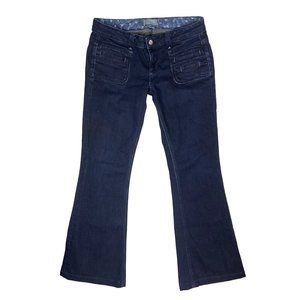 Paige Oakland Womens Jeans Size 29 Stretch Dark Wash Denim Flare Low Rise